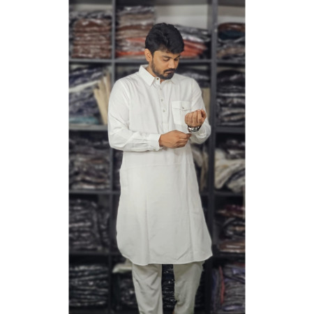 China Fabrics single pocket Kabli Set - Milky white