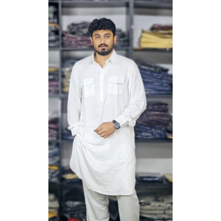 Viscose Cotton Kabli Set( সাদা colour)