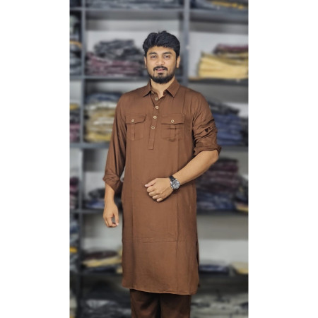 Viscose Cotton Kabli Set (চকলেট colour)