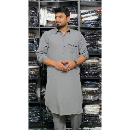 China Fabrics single pocket Kabli Set - Ash