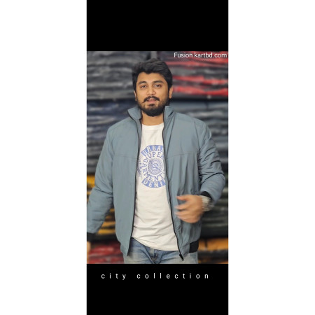 Winter high neck saskin padding jacket - smokey Gray