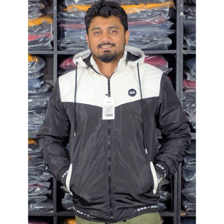 Premium Hoodie Jacket - white and black