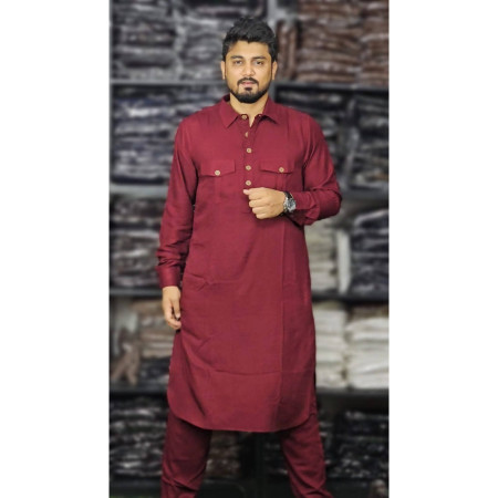 Cotton Kabli Set- (মেরুন  colour)