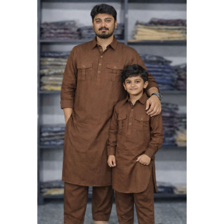 Father & son matching kabli Combo - চকলেট